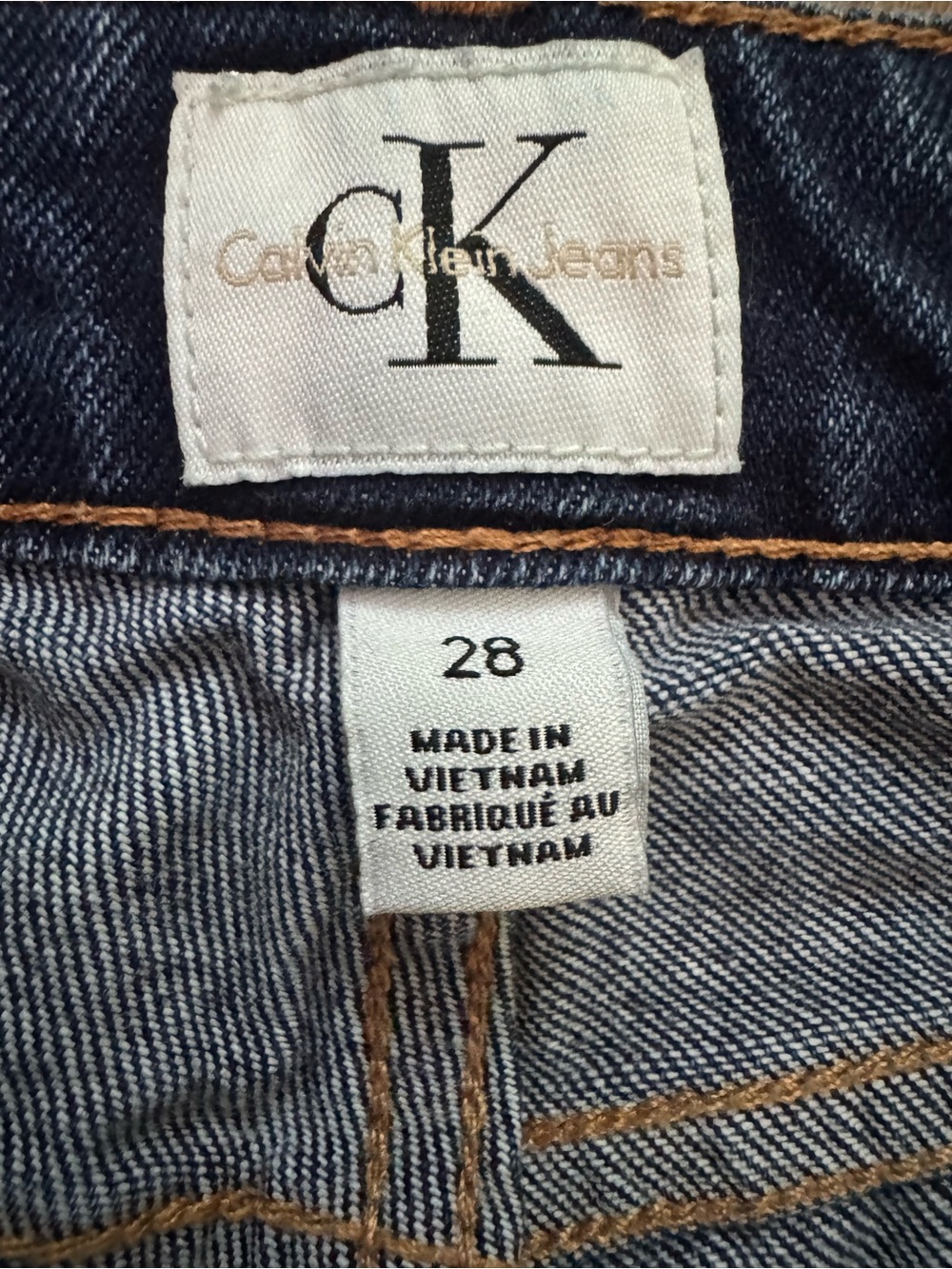 Calvin Klein Jeans Size 28 High Waist Straight Leg Distressed Blue Denim - Picture 6 of 6